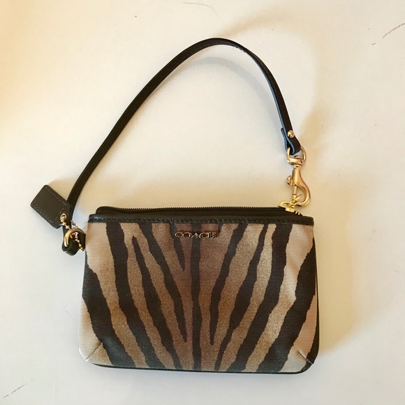 Coach Handbags - NWOT Coach Brown Zebra Wristlet